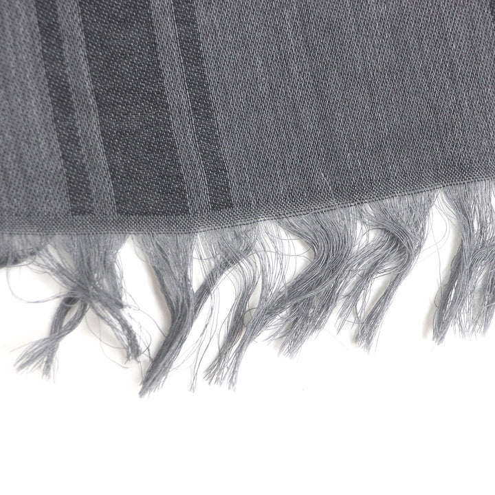 Excellent GUCCI Stall Diamante Check Pattern Fringe gray wool mens 544615