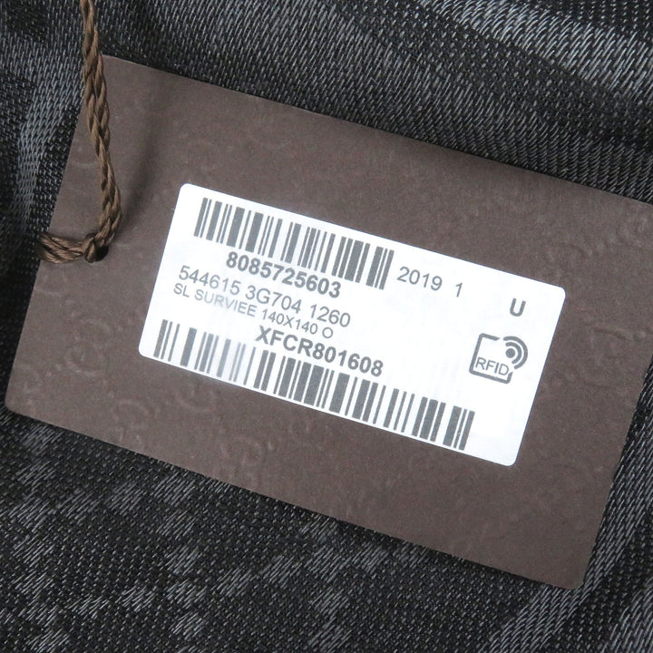Excellent GUCCI Stall Diamante Check Pattern Fringe gray wool mens 544615