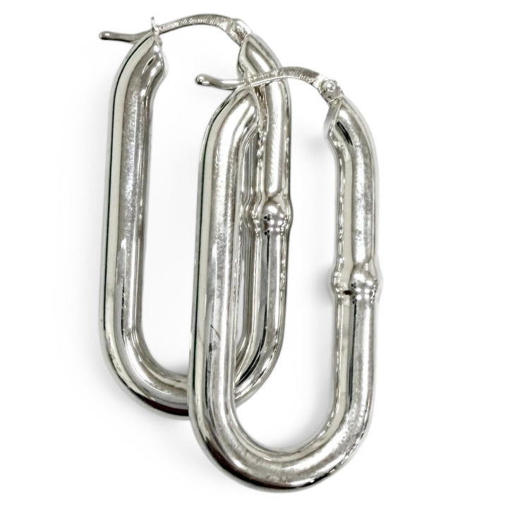 Great BOTTEGAVENETA Pierce Oval Chain Hoop Silver AG925 Women