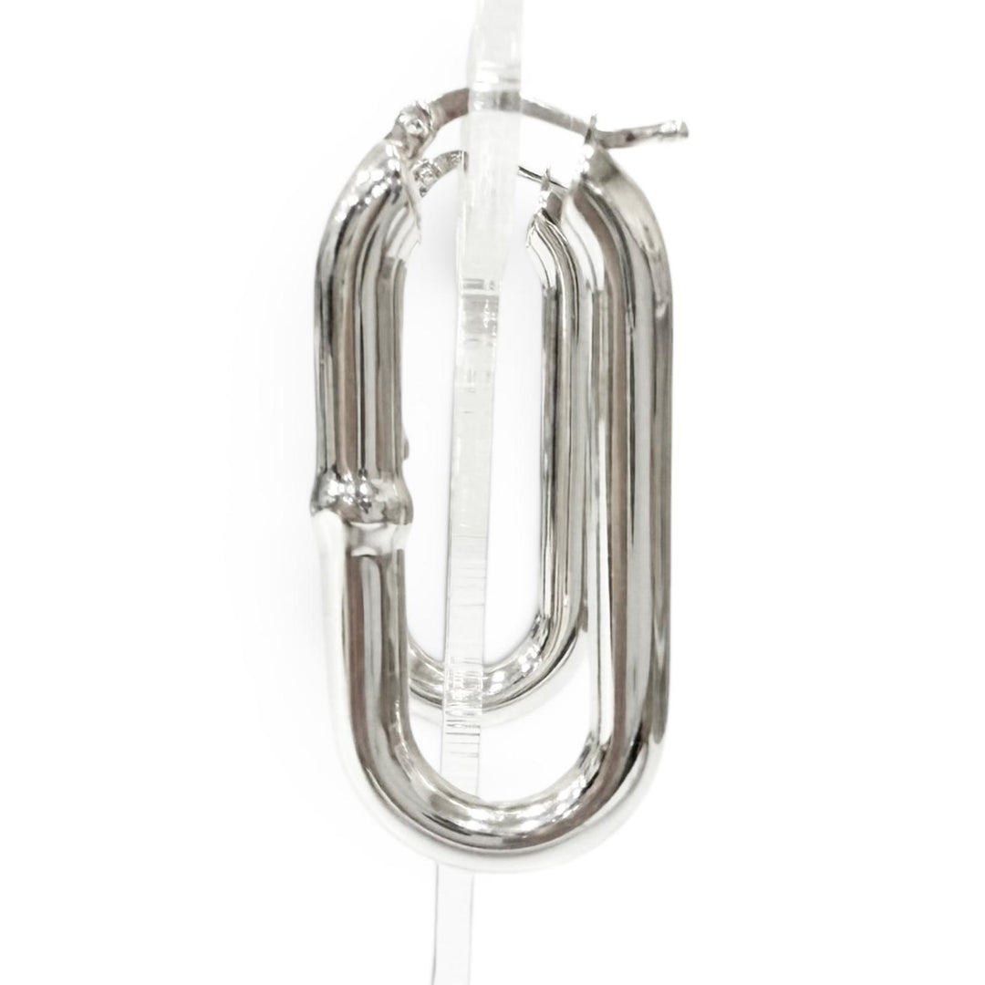 Great BOTTEGAVENETA Pierce Oval Chain Hoop Silver AG925 Women
