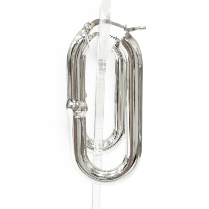 Great BOTTEGAVENETA Pierce Oval Chain Hoop Silver AG925 Women