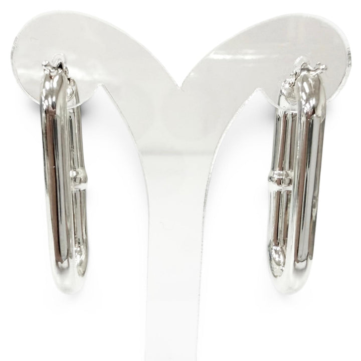 Great BOTTEGAVENETA Pierce Oval Chain Hoop Silver AG925 Women