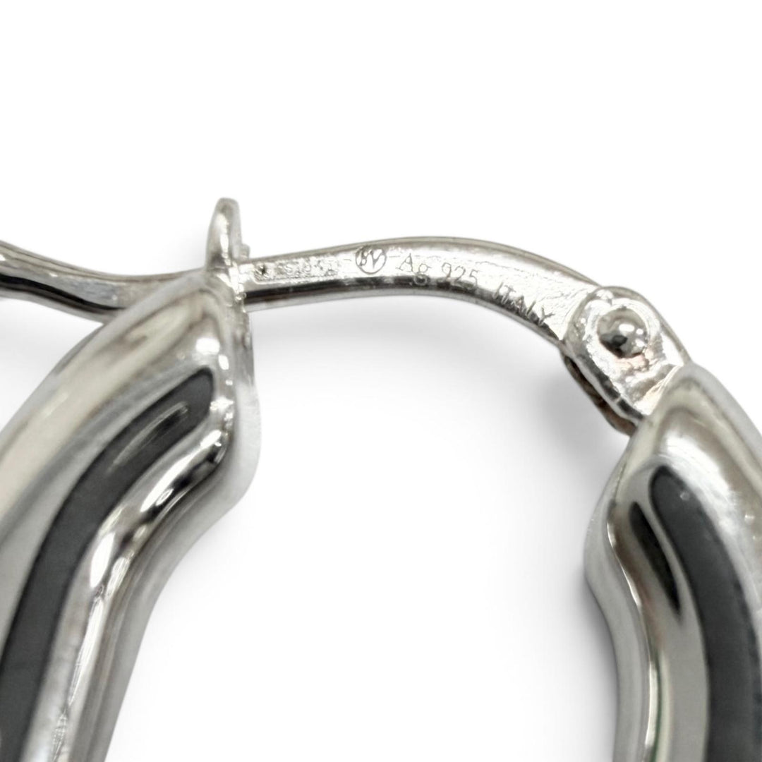 Great BOTTEGAVENETA Pierce Oval Chain Hoop Silver AG925 Women