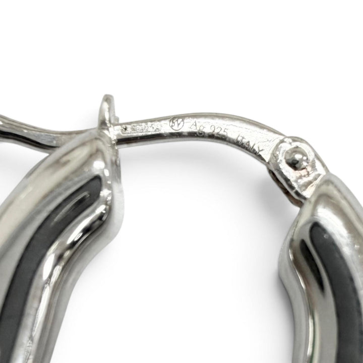 Great BOTTEGAVENETA Pierce Oval Chain Hoop Silver AG925 Women