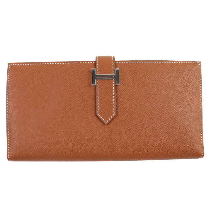 HERMES Purse Beansufla H logo long wallet Vaugham Leather Women