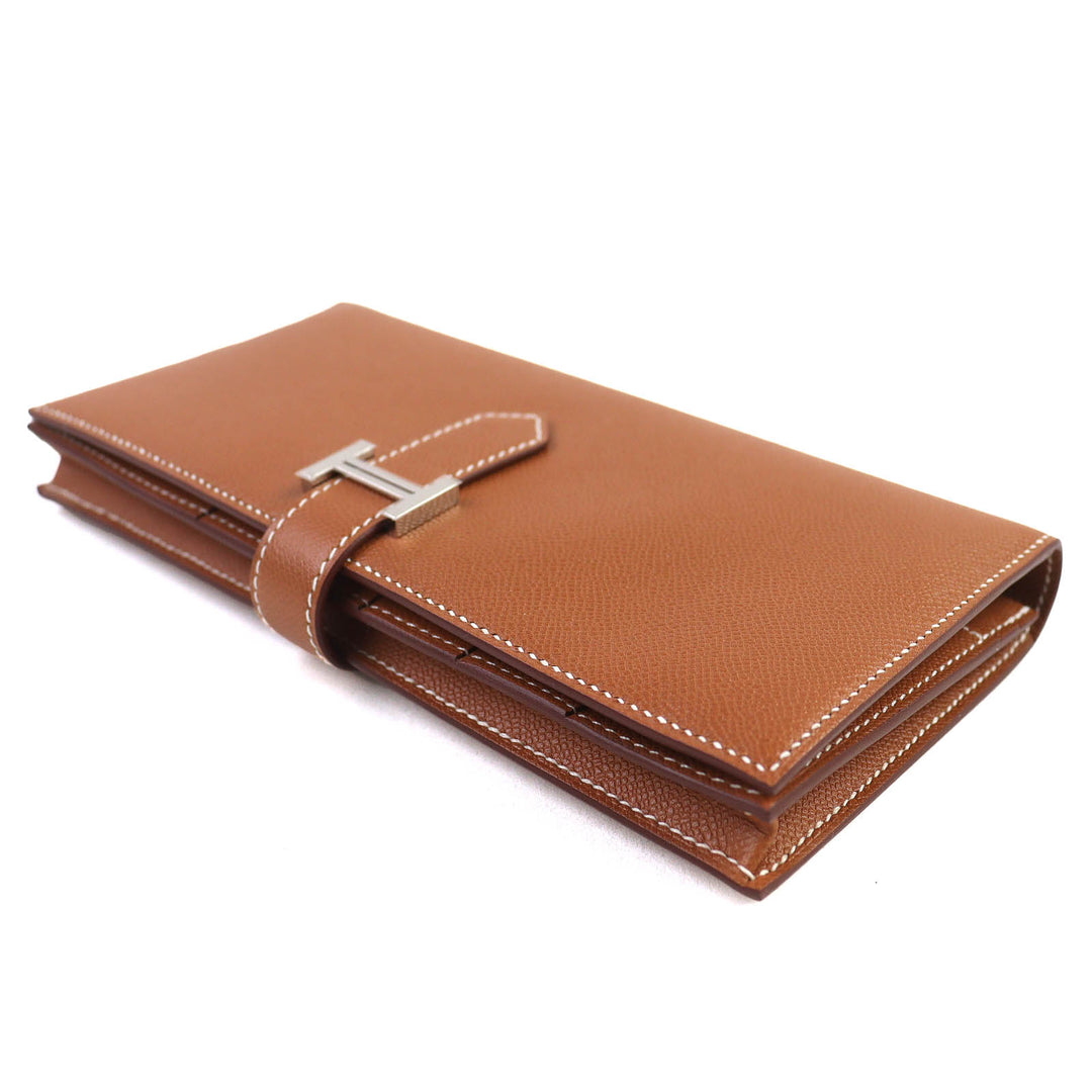 HERMES Purse Beansufla H logo long wallet Vaugham Leather Women