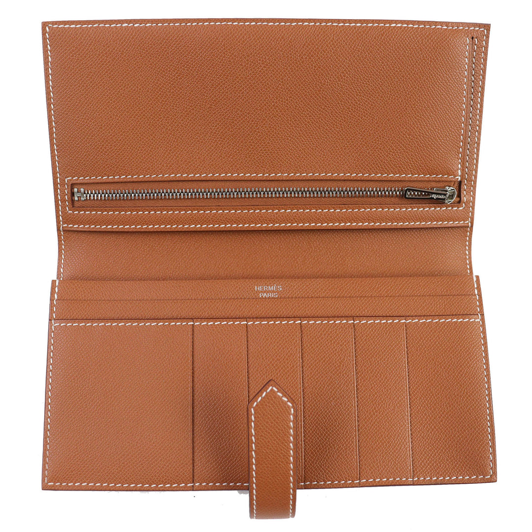 HERMES Purse Beansufla H logo long wallet Vaugham Leather Women