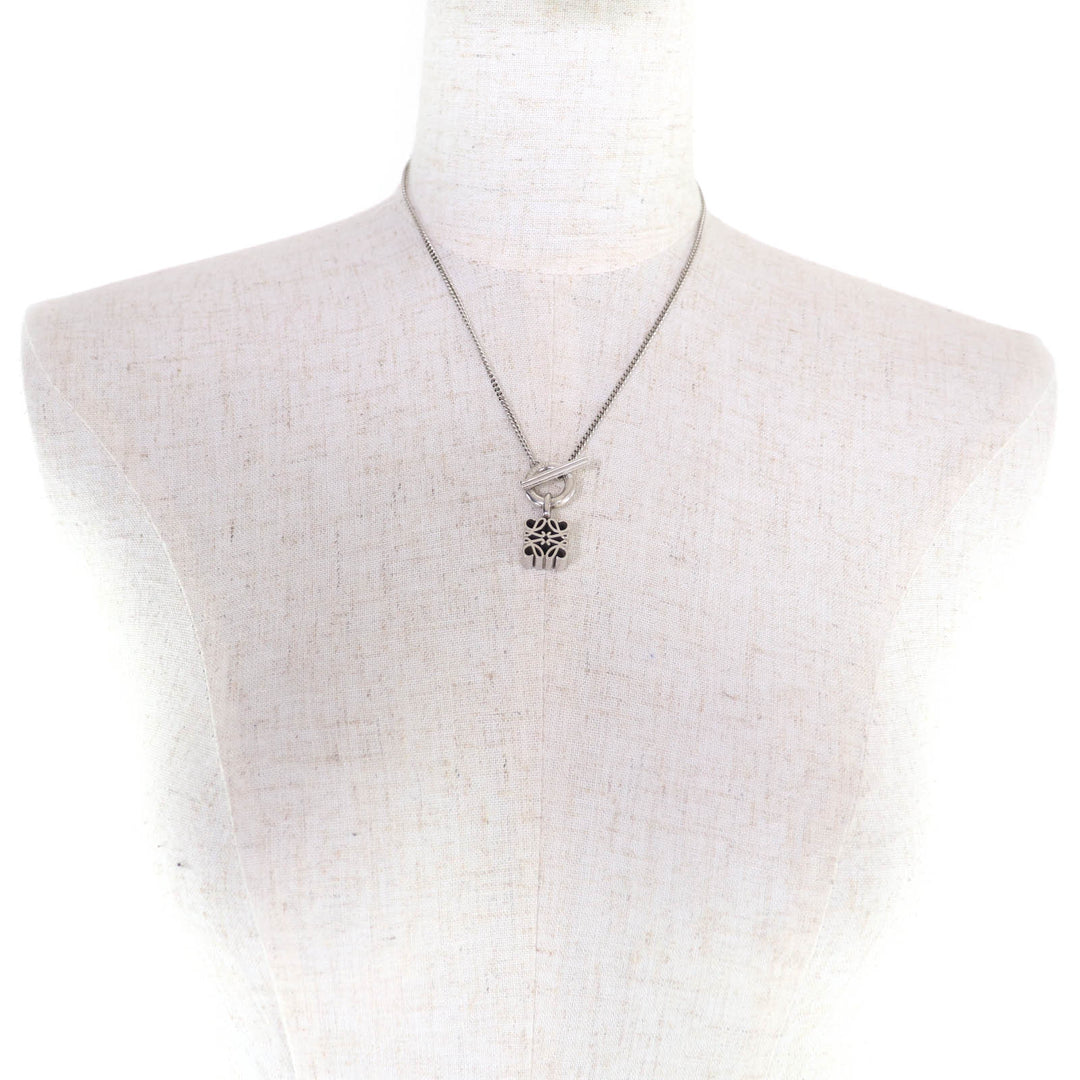 Excellent LOEWE Necklace Anagram Pendant Silver AG925 Women J821241X07