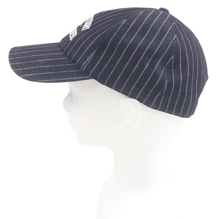 Excellent LOUIS VUITTON cap Striped denim cap baseball Navy cotton mens M5146L