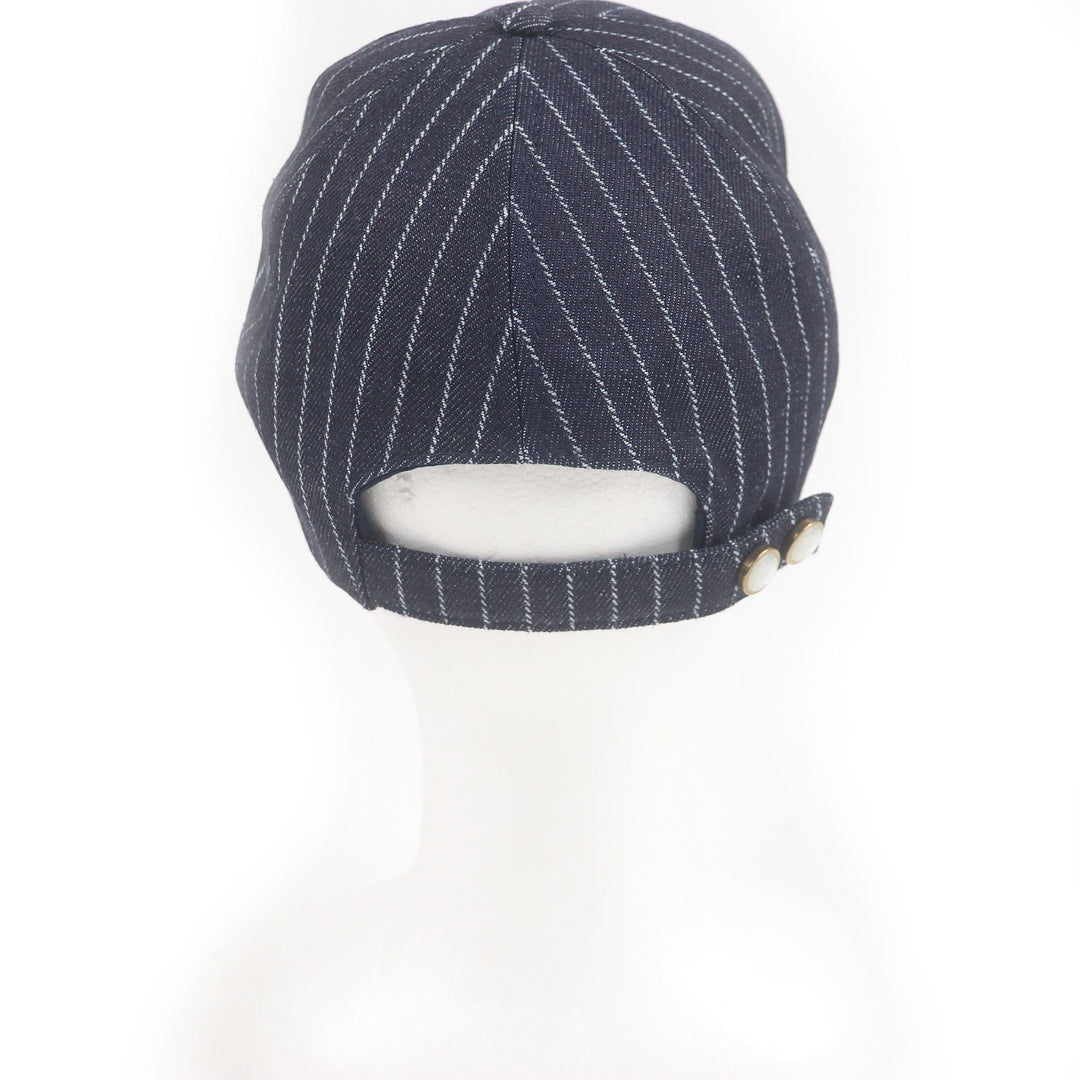 Excellent LOUIS VUITTON cap Striped denim cap baseball Navy cotton mens M5146L