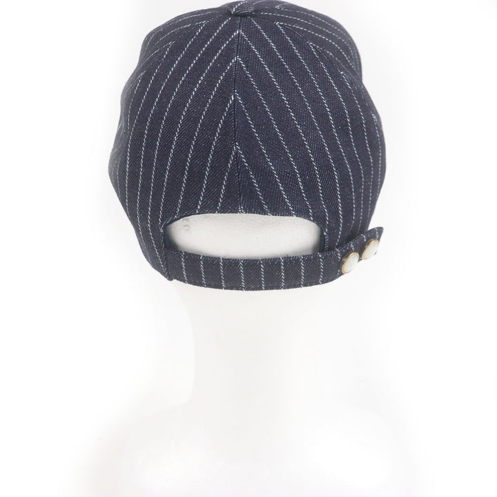 Excellent LOUIS VUITTON cap Striped denim cap baseball Navy cotton mens M5146L