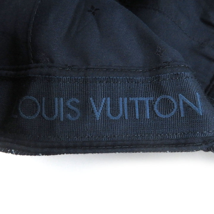 Excellent LOUIS VUITTON cap Striped denim cap baseball Navy cotton mens M5146L