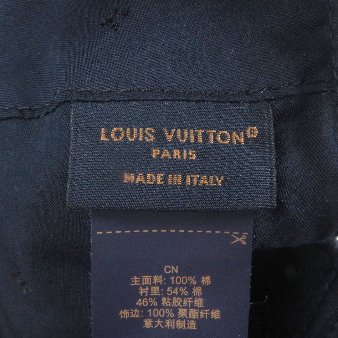 Excellent LOUIS VUITTON cap Striped denim cap baseball Navy cotton mens M5146L
