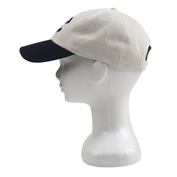Excellent LOUIS VUITTON cap Two-tone Travel Cap S00 White navy cotton mens S