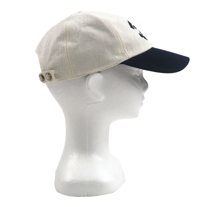 Excellent LOUIS VUITTON cap Two-tone Travel Cap S00 White navy cotton mens S M5147L