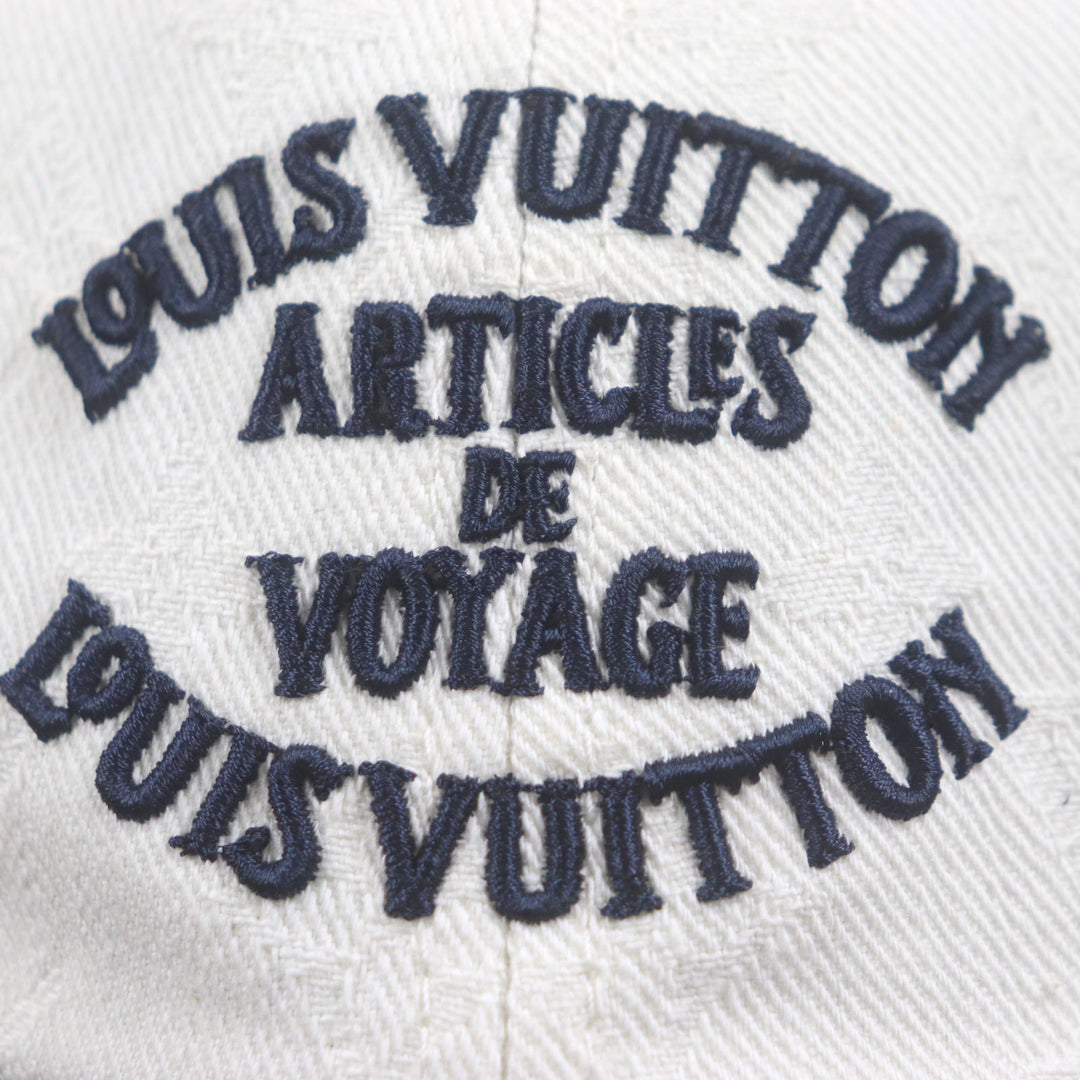 Excellent LOUIS VUITTON cap Two-tone Travel Cap S00 White navy cotton mens S M5147L