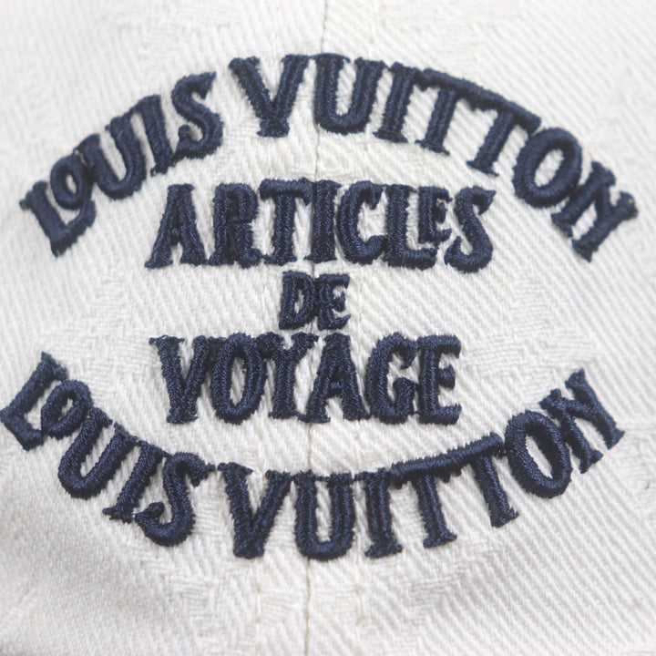 Excellent LOUIS VUITTON cap Two-tone Travel Cap S00 White navy cotton mens S M5147L