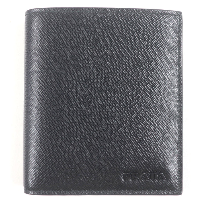 Excellent PRADA Card Case Maltic Nero Safiano leather mens 2MO004