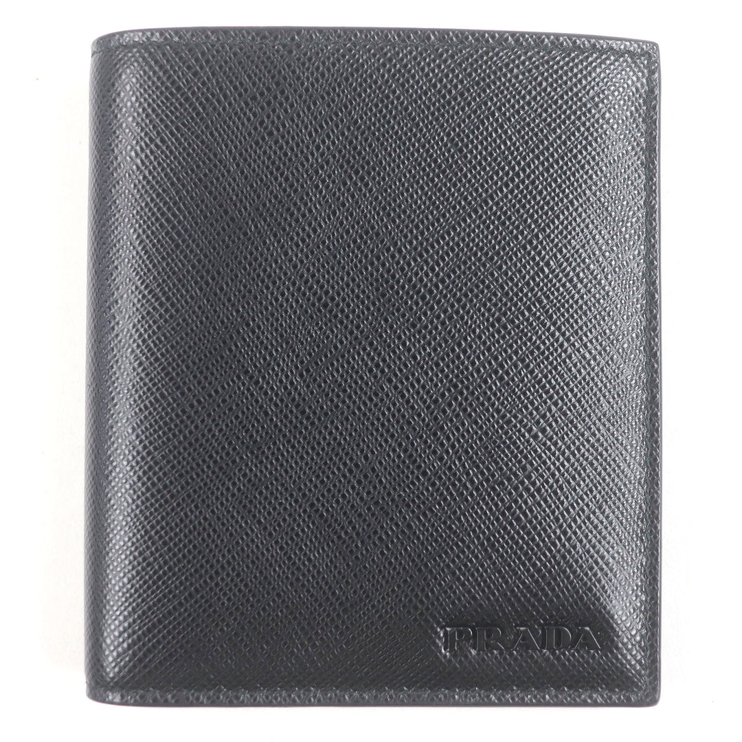 Excellent PRADA Card Case Maltic Nero Safiano leather mens 2MO004