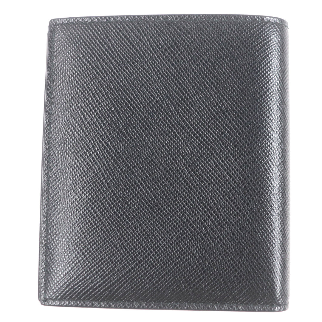 Excellent PRADA Card Case Maltic Nero Safiano leather mens 2MO004