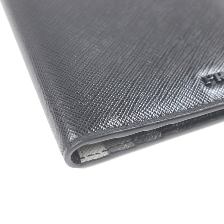 Excellent PRADA Card Case Maltic Nero Safiano leather mens 2MO004