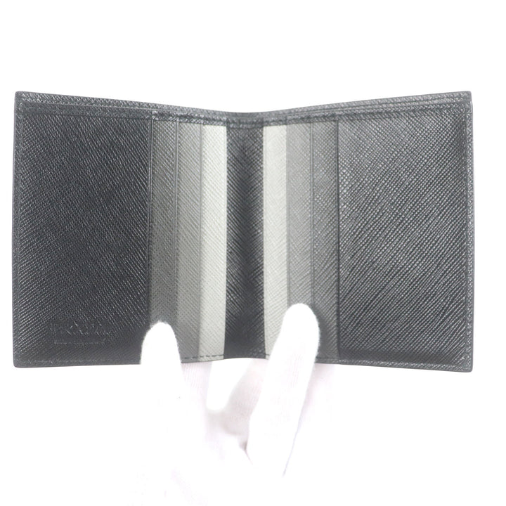 Excellent PRADA Card Case Maltic Nero Safiano leather mens 2MO004
