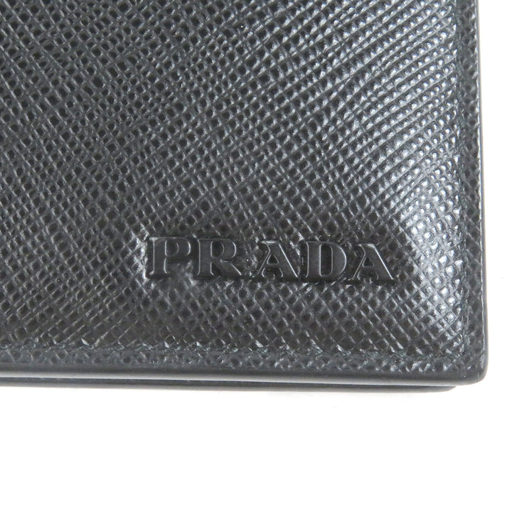 Excellent PRADA Card Case Maltic Nero Safiano leather mens 2MO004