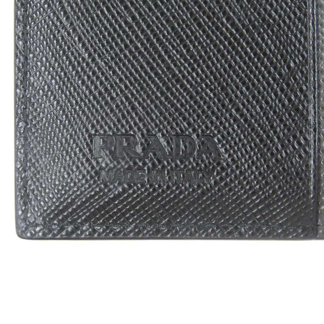 Excellent PRADA Card Case Maltic Nero Safiano leather mens 2MO004