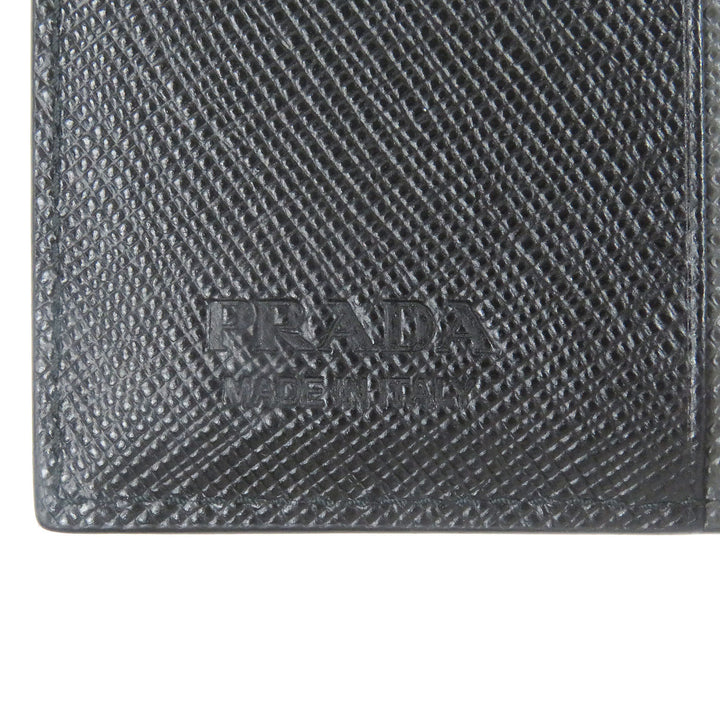 Excellent PRADA Card Case Maltic Nero Safiano leather mens 2MO004