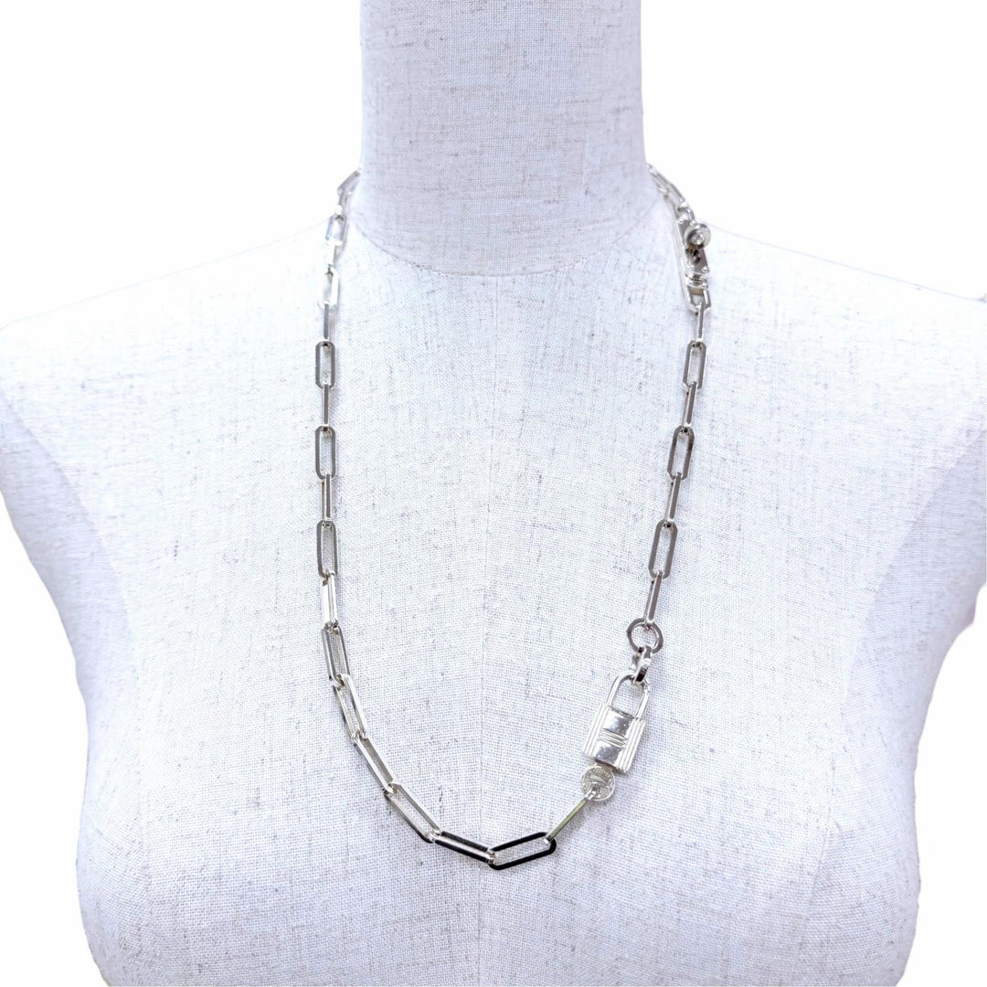 Very Good HERMES Alpha Kelly Cadena Necklace Accessories Silver AG925 Women