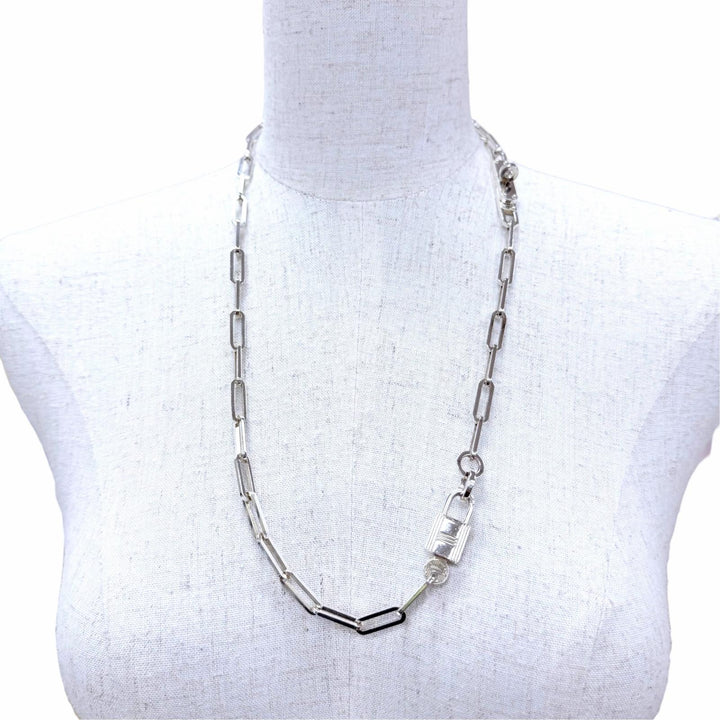 Very Good HERMES Alpha Kelly Cadena Necklace Accessories Silver AG925 Women