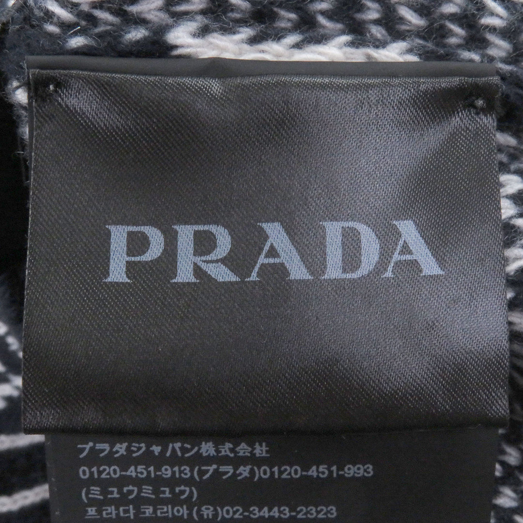 Great PRADA sweater All-over print long sleeve knit Navy Virgin wool