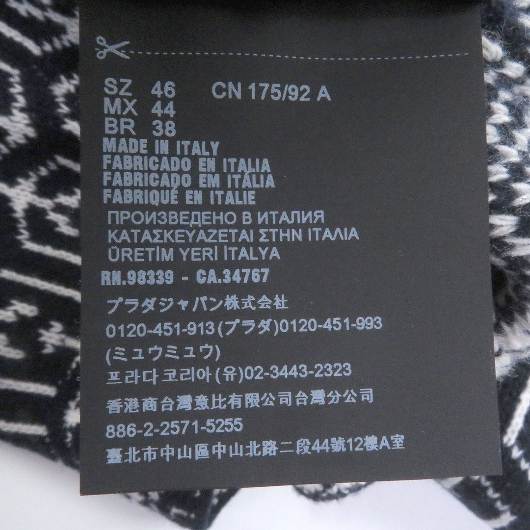 Great PRADA sweater All-over print long sleeve knit Navy Virgin wool