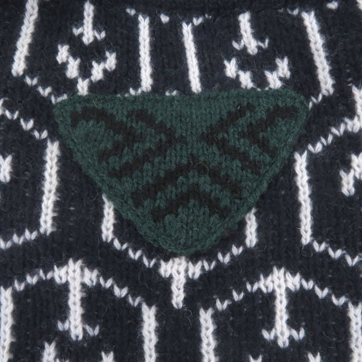 Great PRADA sweater All-over print long sleeve knit Navy Virgin wool
