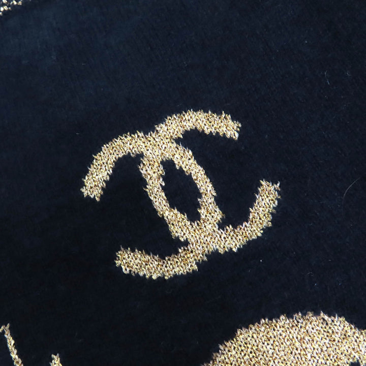 Excellent CHANEL cardigan COCO Mark Scarab Button Navy cashmere 38 P61656K47200