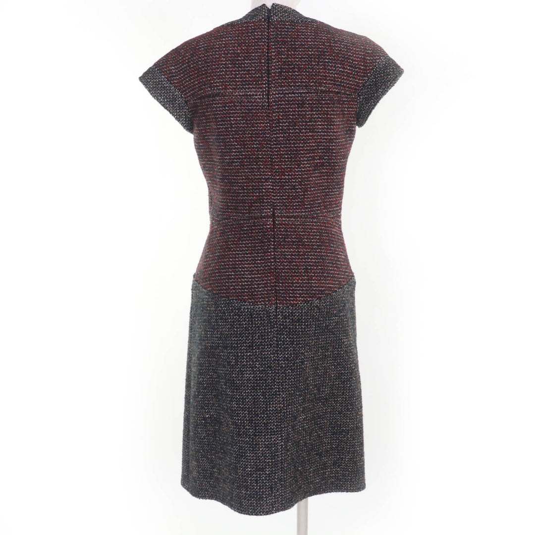 Excellent CHANEL one piece Lion Button Short Sleeve Tweed multicolor 36 14B