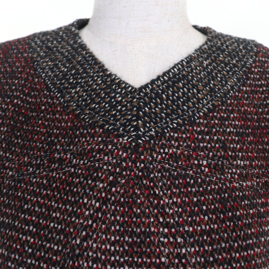 Excellent CHANEL one piece Lion Button Short Sleeve Tweed multicolor 36 14B