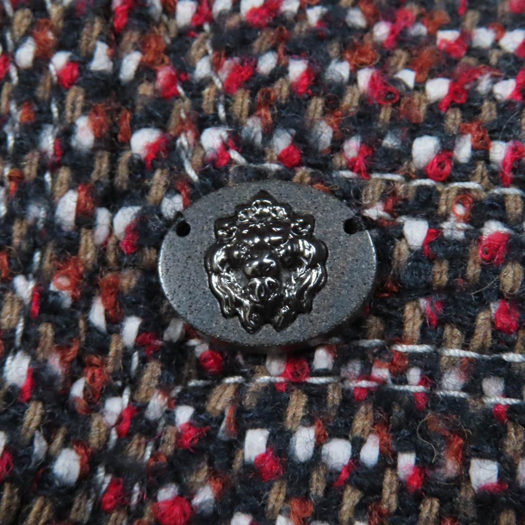 Excellent CHANEL one piece Lion Button Short Sleeve Tweed multicolor 36 14B