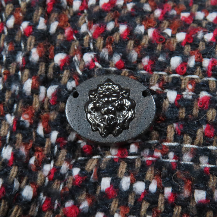Excellent CHANEL one piece Lion Button Short Sleeve Tweed multicolor 36 14B