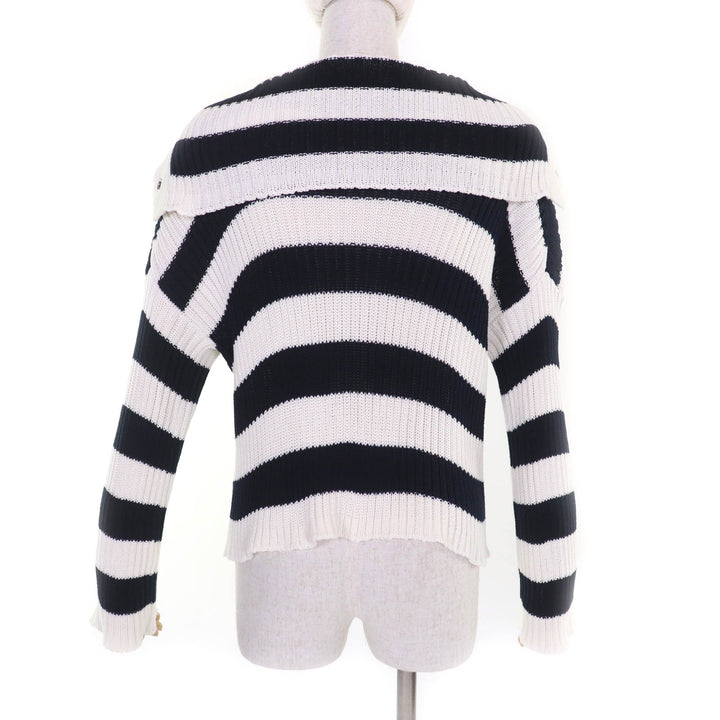 Excellent Christian Dior knit Striped Sailor Collar Long Sleeves 40 524S13A7025