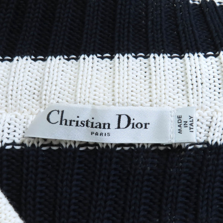 Excellent Christian Dior knit Striped Sailor Collar Long Sleeves 40 524S13A7025
