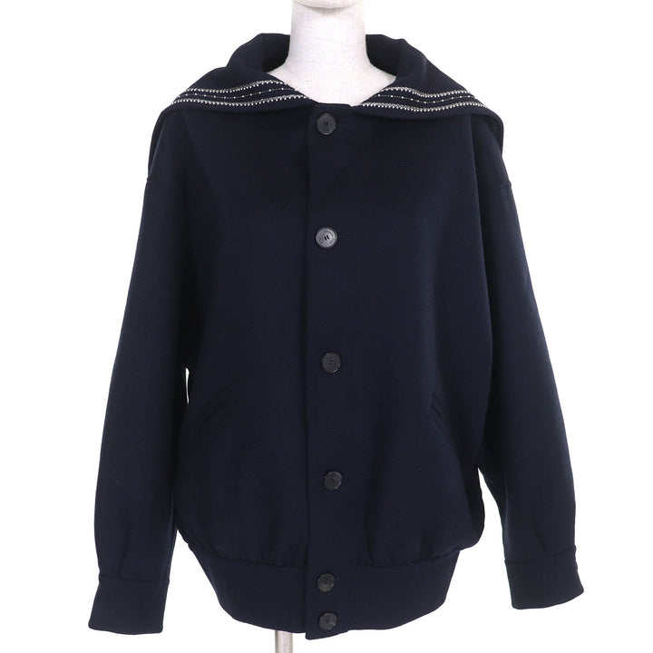 Christian Dior Jacket Logo studs sailor collar Navy wool Women 40 510C80Y1116