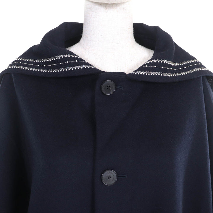 Christian Dior Jacket Logo studs sailor collar Navy wool Women 40 510C80Y1116