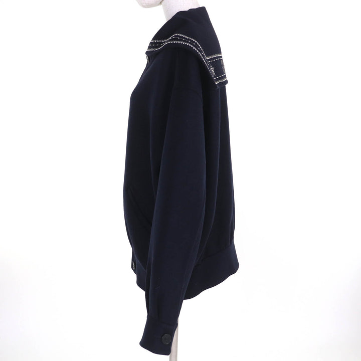 Christian Dior Jacket Logo studs sailor collar Navy wool Women 40 510C80Y1116