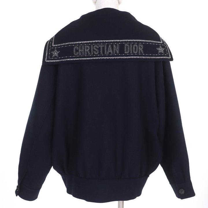 Christian Dior Jacket Logo studs sailor collar Navy wool Women 40 510C80Y1116
