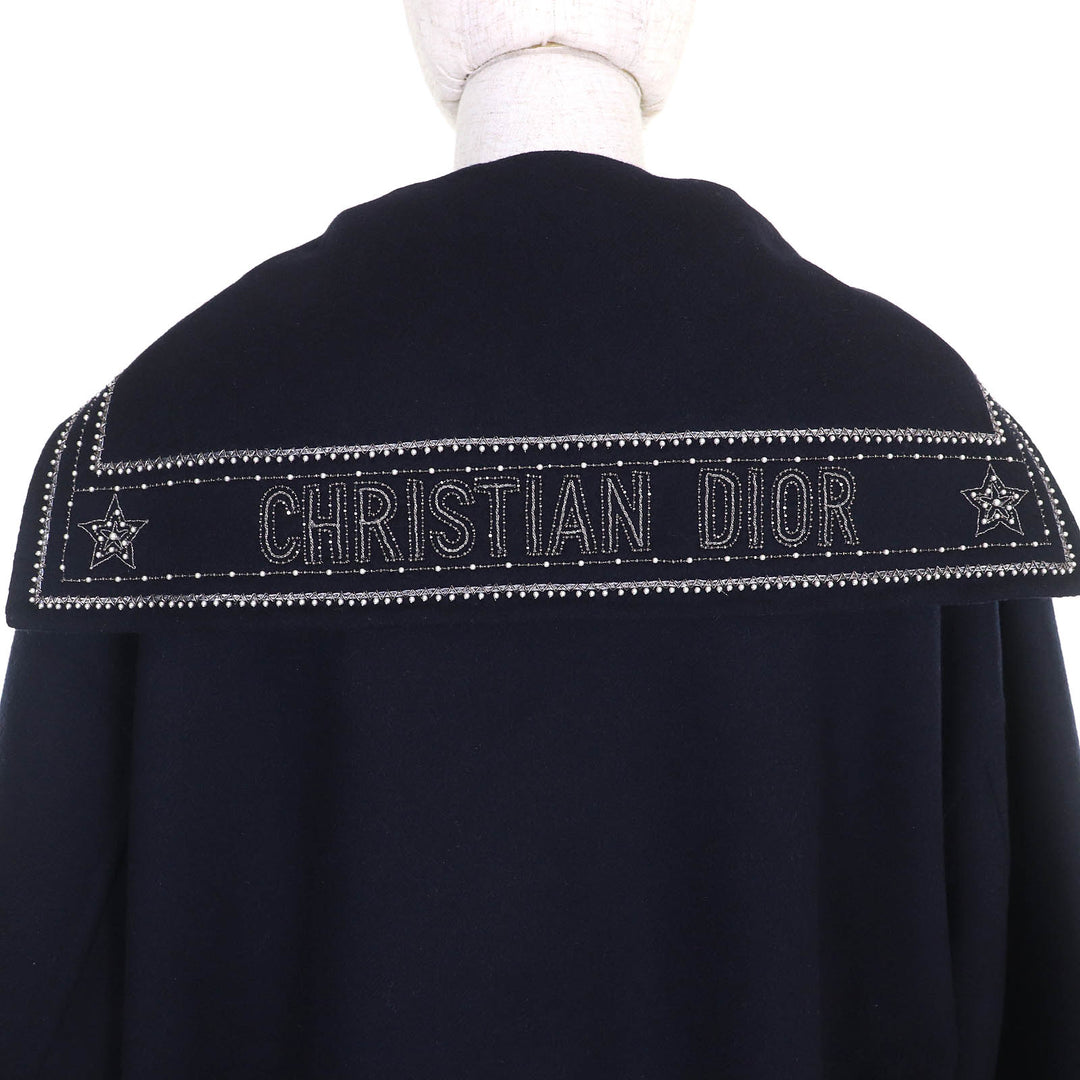Christian Dior Jacket Logo studs sailor collar Navy wool Women 40 510C80Y1116