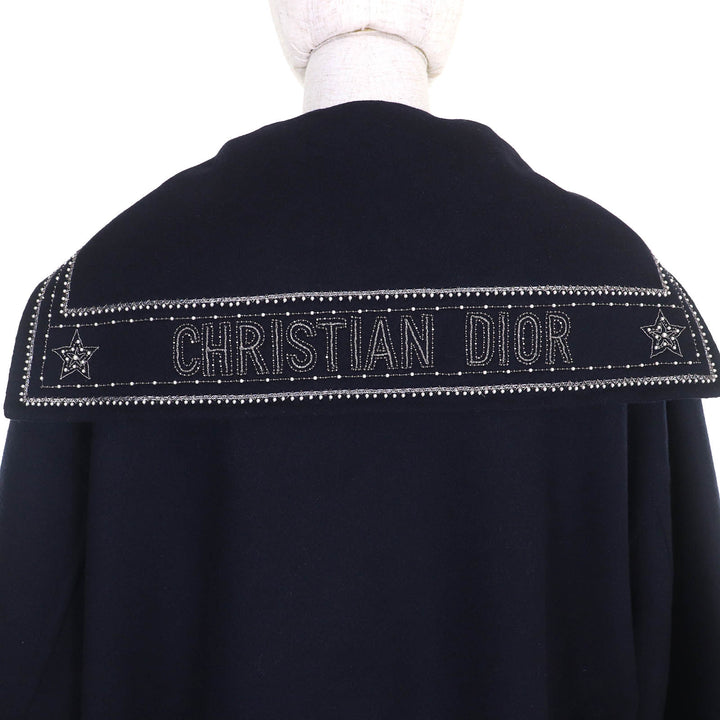 Christian Dior Jacket Logo studs sailor collar Navy wool Women 40 510C80Y1116