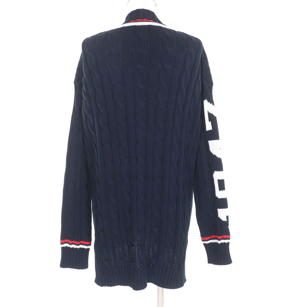 Excellent Christian Dior cardigan Oversized V-neck with embroidered logo Navy 40