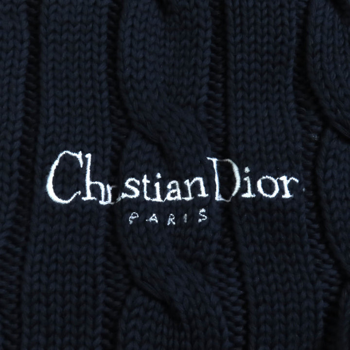 Excellent Christian Dior cardigan Oversized V-neck with embroidered logo Navy 40