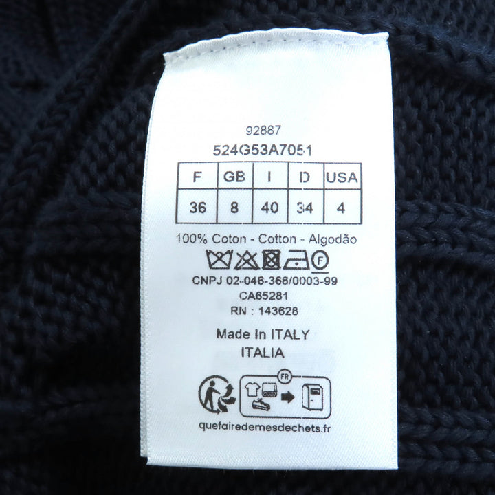 Excellent Christian Dior cardigan Oversized V-neck with embroidered logo Navy 40